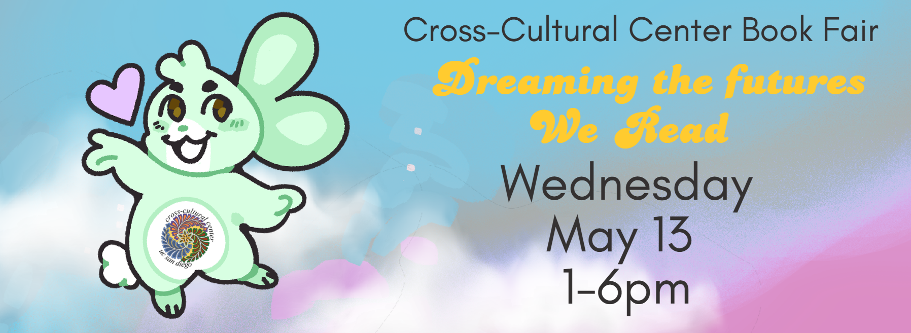 Bunny and cloud background and bookfair details